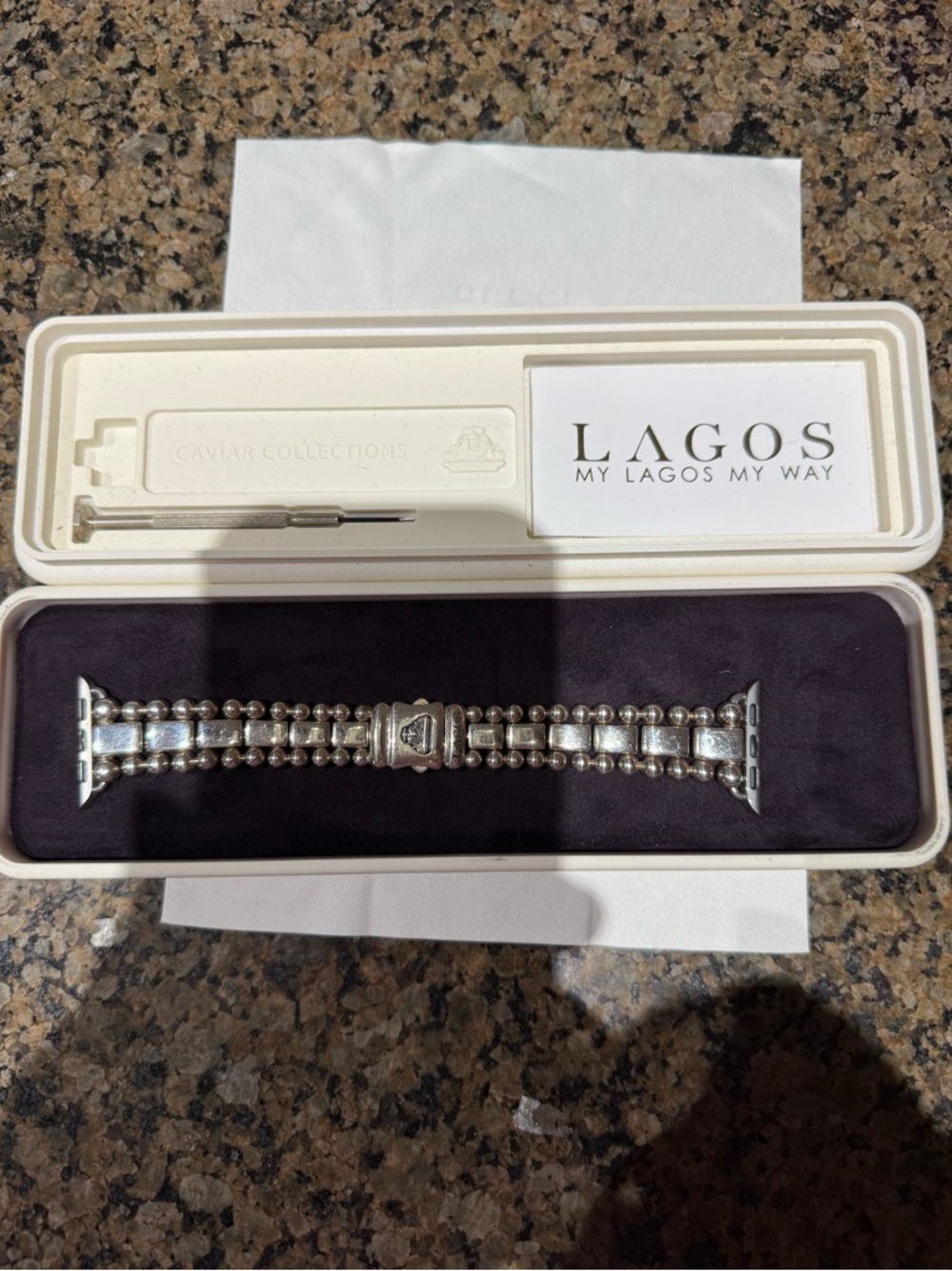 LAGOS Silver Caviar Double-Row Bracelet Watch Band